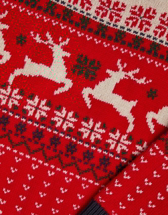 Christmas Reindeer Fair Isle Jumper, Red (RED), large