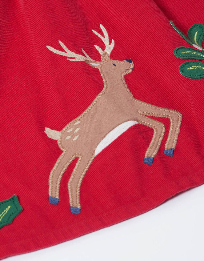 Frugi Peony Corduroy Christmas Dress, Red (RED), large