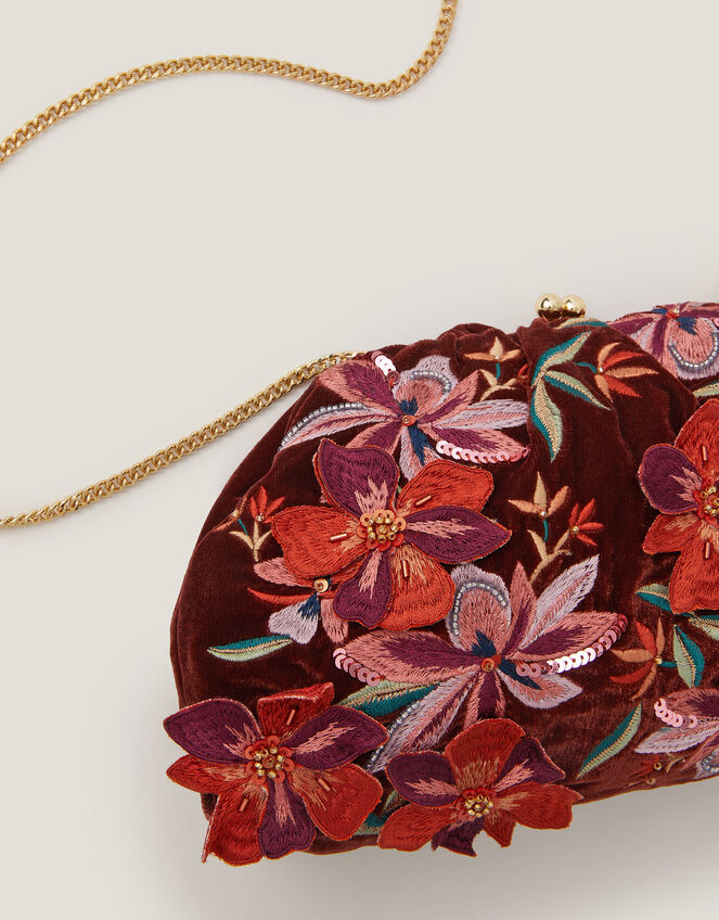 Josie Floral Embellished Clutch Bag, , large