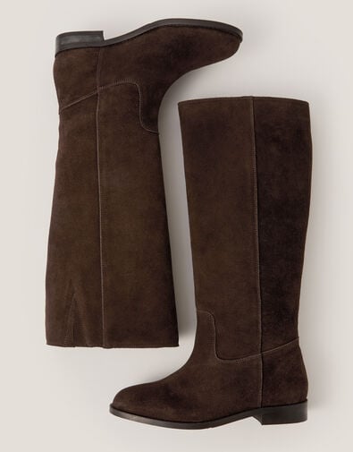 Jean Suede Knee High Boots, Brown (CHOCOLATE), large