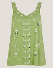 Fia Embroidered Cami Top, Green (GREEN), large