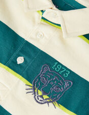 Tiger Logo Stripe Rugby Shirt, Green (GREEN), large