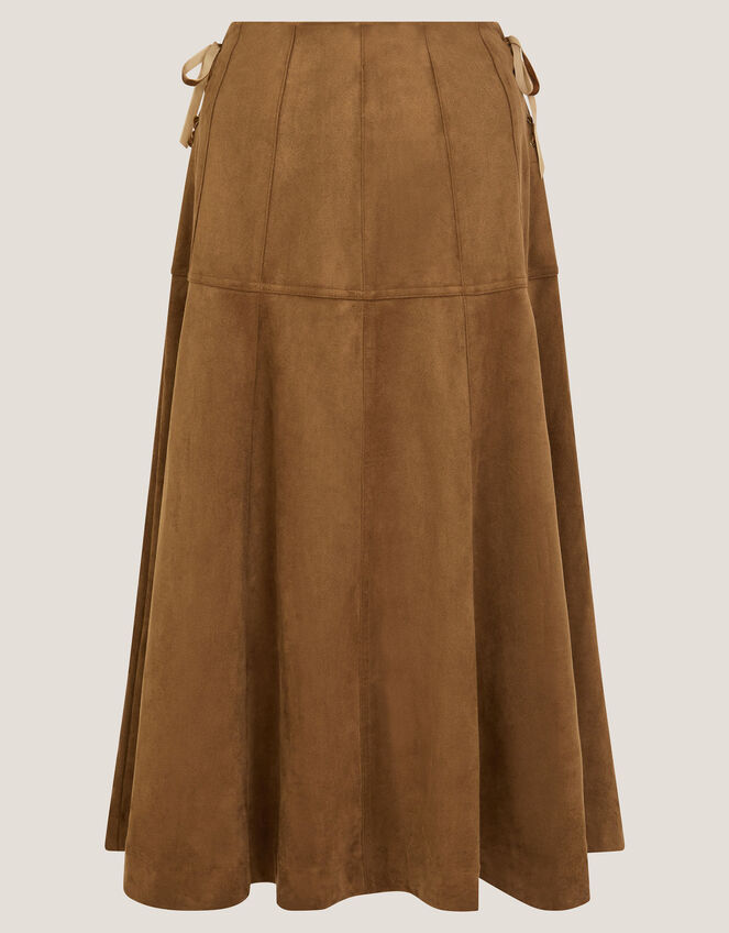 Macy Suedette A-Line Midi Skirt, DARK BROWN, large