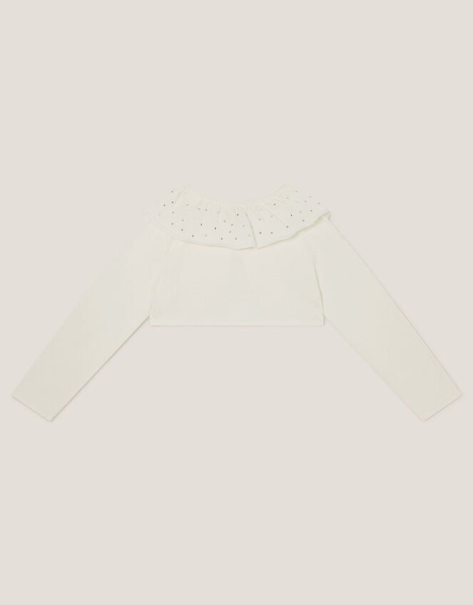 Oversized Diamante Collar Cardigan, Ivory (IVORY), large