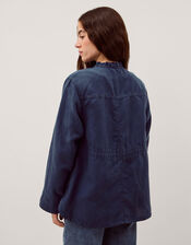 Felicity Tie Front Linen Blend Jacket, Blue (NAVY), large