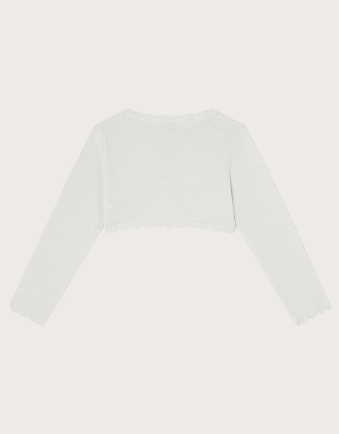 Maeve Sparkle Scallop Cardigan, Silver (SILVER), large