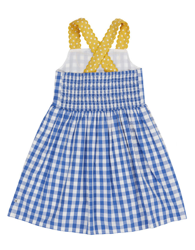 Frugi Allie Check Print Dress, Blue (BLUE), large