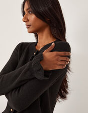 Rina Ruffle Cardigan, Black (BLACK), large