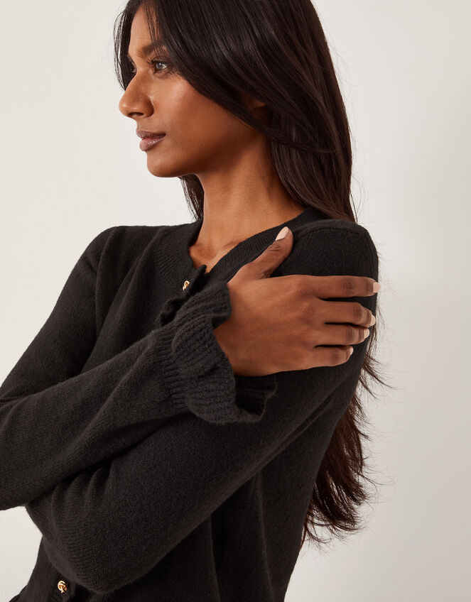 Rina Ruffle Cardigan, Black (BLACK), large