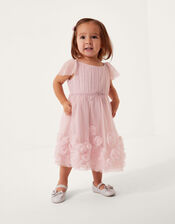 Baby Evangaline Rose Appliqué Tulle Dress, Pink (PINK), large