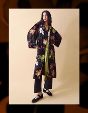 Clemence Camille Floral Velvet Kimono, Black (BLACK), large