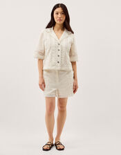 Irina Lace Trim Shirt, White (WHITE), large