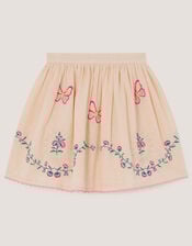 Butterfly & Floral Embroidered Skirt, Ivory (IVORY), large