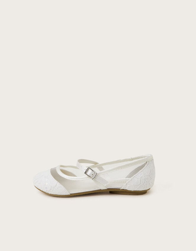 Communion Lace Ballerina Flats, White (WHITE), large