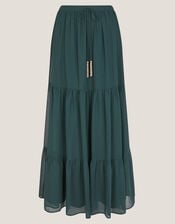 Holly Tiered Chiffon Maxi Skirt, Teal (TEAL), large