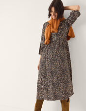 Harriet Floral Embellished Midi Dress, Black (BLACK), large