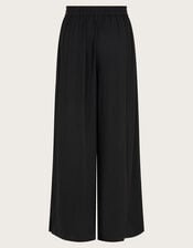 Wide Leg Crinkle Trousers, Black (BLACK), large