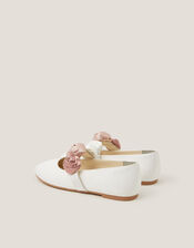 Rosette Strap Ballet Flats, Ivory (IVORY), large