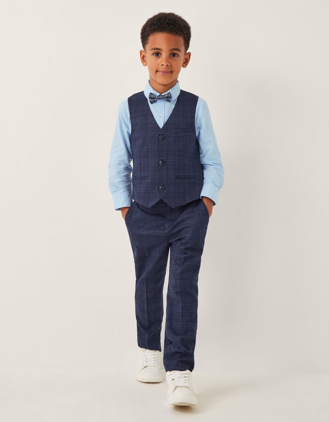 Four-Piece Oliver Check Suit, Blue (NAVY), large