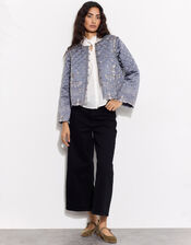 East Quilted Velvet Jacket, Grey (GREY), large