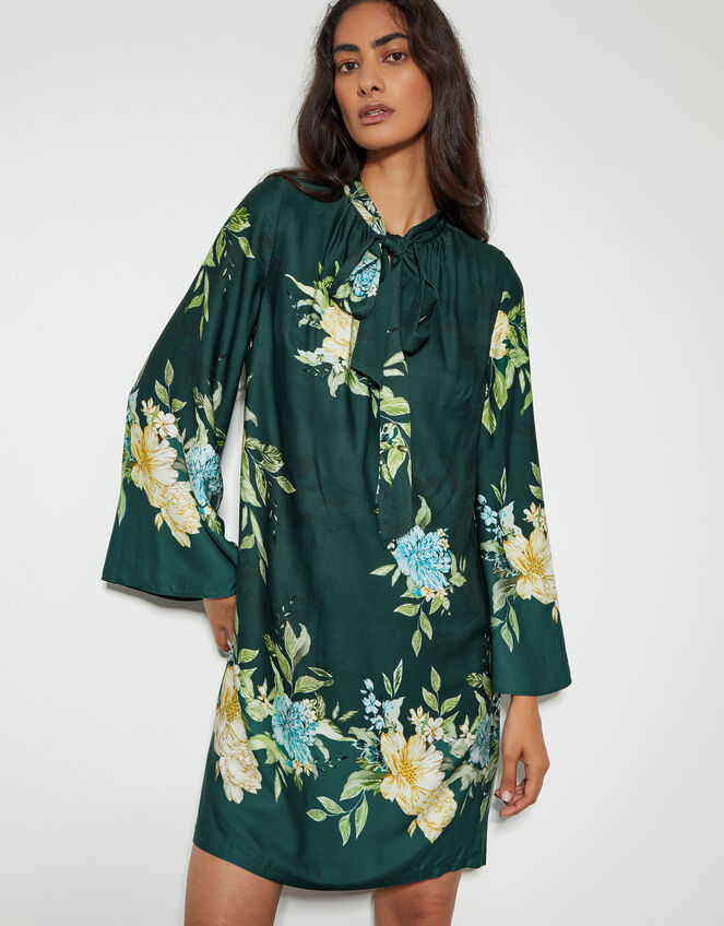 Clemmie Floral Print Tunic, Green (DARK GREEN), large