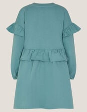 Floral Appliqu&eacute; Sweatshirt Dress, Green (GREEN), large