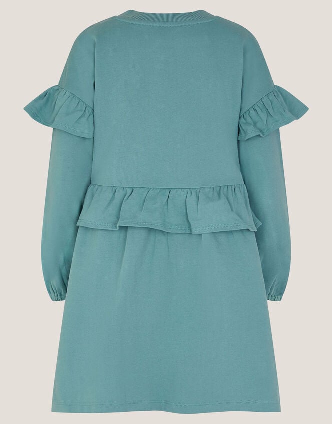 Floral Appliqu&eacute; Sweatshirt Dress, Green (GREEN), large