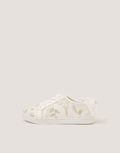 Floral Embroidered Trainers, Ivory (IVORY), large