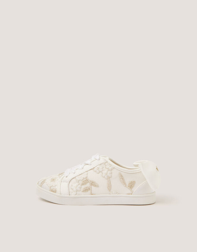 Floral Embroidered Trainers, Ivory (IVORY), large