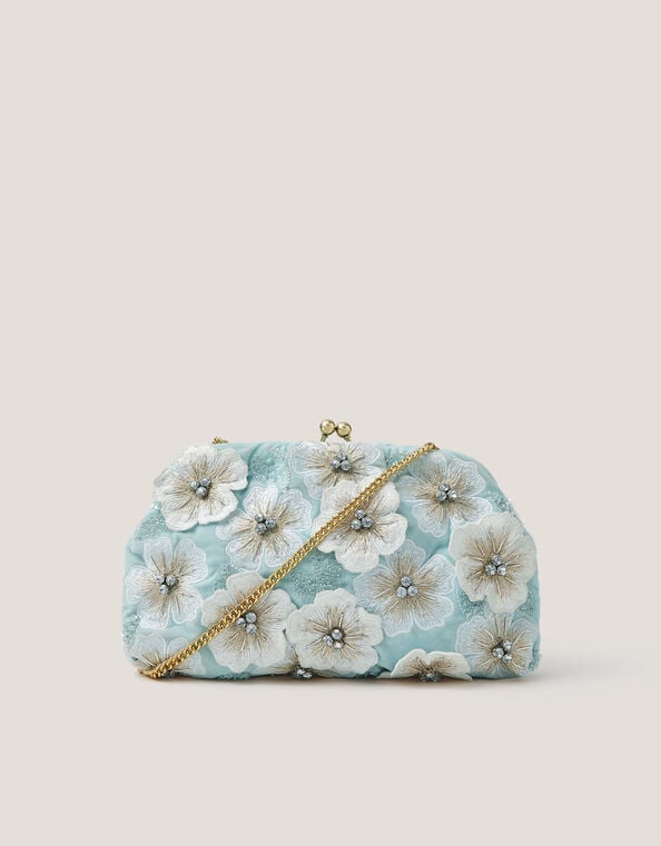 Mara Appliqu&eacute; Flower Clutch, , large