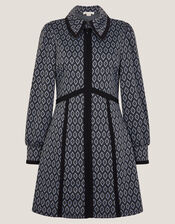 Jen Jacquard Jersey Mini Shirt Dress, Grey (GREY), large