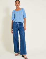 Bora Button Jersey Top, Blue (BLUE), large