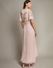 Sarah Embellished Wrap Dress , Pink (BLUSH), large