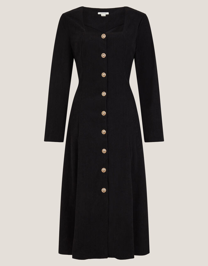 Shaw Corduroy Midi Dress, Black (BLACK), large