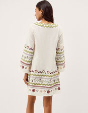 Bria Embroidered Mini Tunic Dress, Ivory (IVORY), large