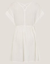 Crochet Kaftan Dress, White (WHITE), large