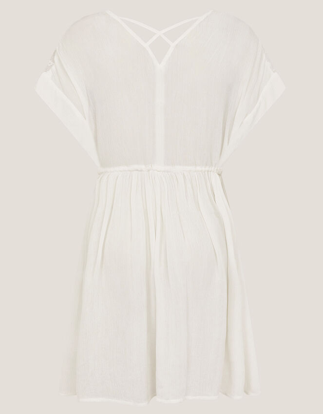 Crochet Kaftan Dress, White (WHITE), large