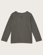 Embellished Long Sleeve Top, Grey (GREY), large