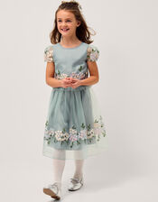 Floral Embroidered Party Skirt, Green (SAGE), large