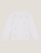Sparkle Cable Knit Cardigan, Ivory (IVORY), large