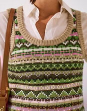 Fira Fair Isle Knitted Tank Top, Green (GREEN), large