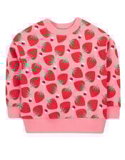 Frugi Superb Strawberry Sweatshirt, Pink (PINK), large