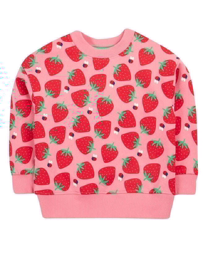 Frugi Superb Strawberry Sweatshirt, Pink (PINK), large