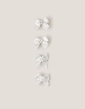 4-Pack Mini Pearl Bow Hair Clips, , large