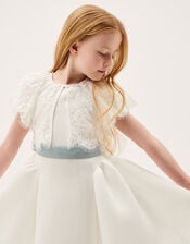 Lola Lace Short Sleeve Cover Up, Ivory (IVORY), large