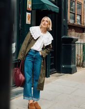 Tina Straight Turn Up Jeans, Blue (MID AUTHENTIC BLUE), large