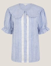Winnie Lace Stripe Shirt, Blue (BLUE), large