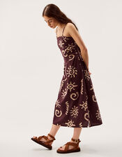 Mafalda Sun Print Bandeau Midi Dress, Brown (CHOCOLATE), large