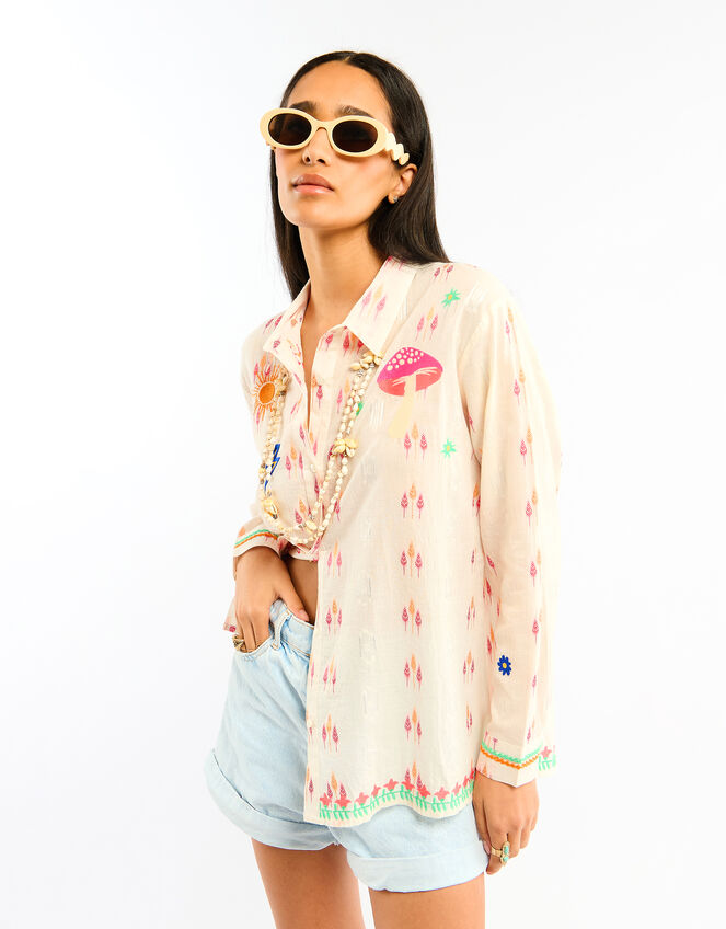 Wild Charlie Jacquard Shirt, White (WHITE), large