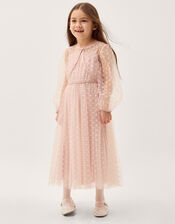 Bow Print Party Dress & Jacket, Pink (PINK), large